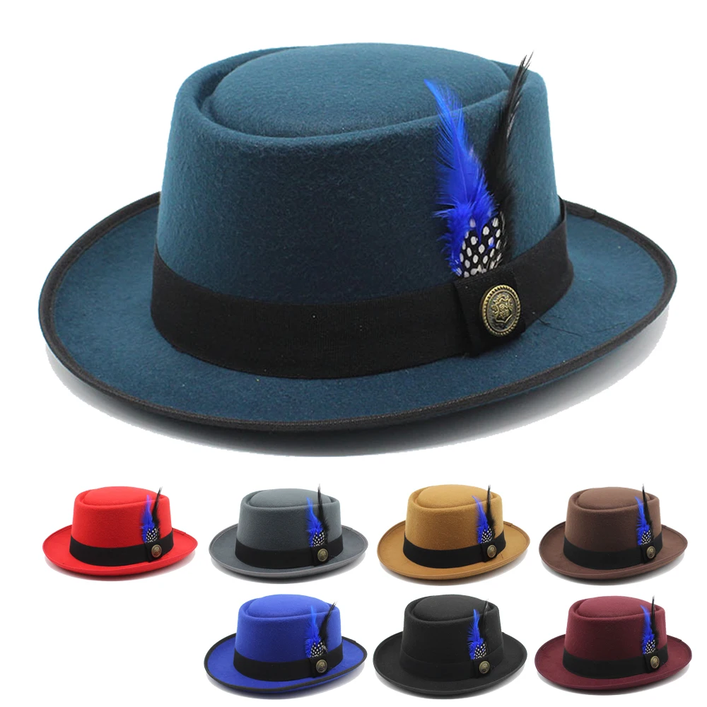 Fall Fedora Hat Women Wholesale 2022 New Design Pork Pie Men Wool Felt Custom Band Luxury Trilby Fedora Hats