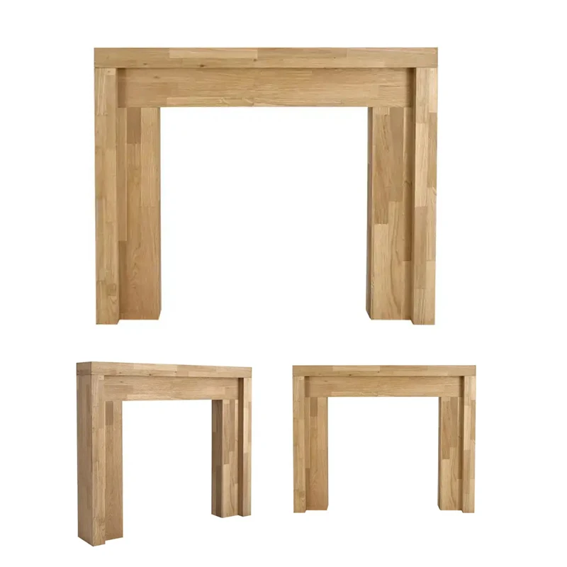 Customized Size Interior Decoration Natural Wood Electric Fireplace Background Board Fireplace Frame
