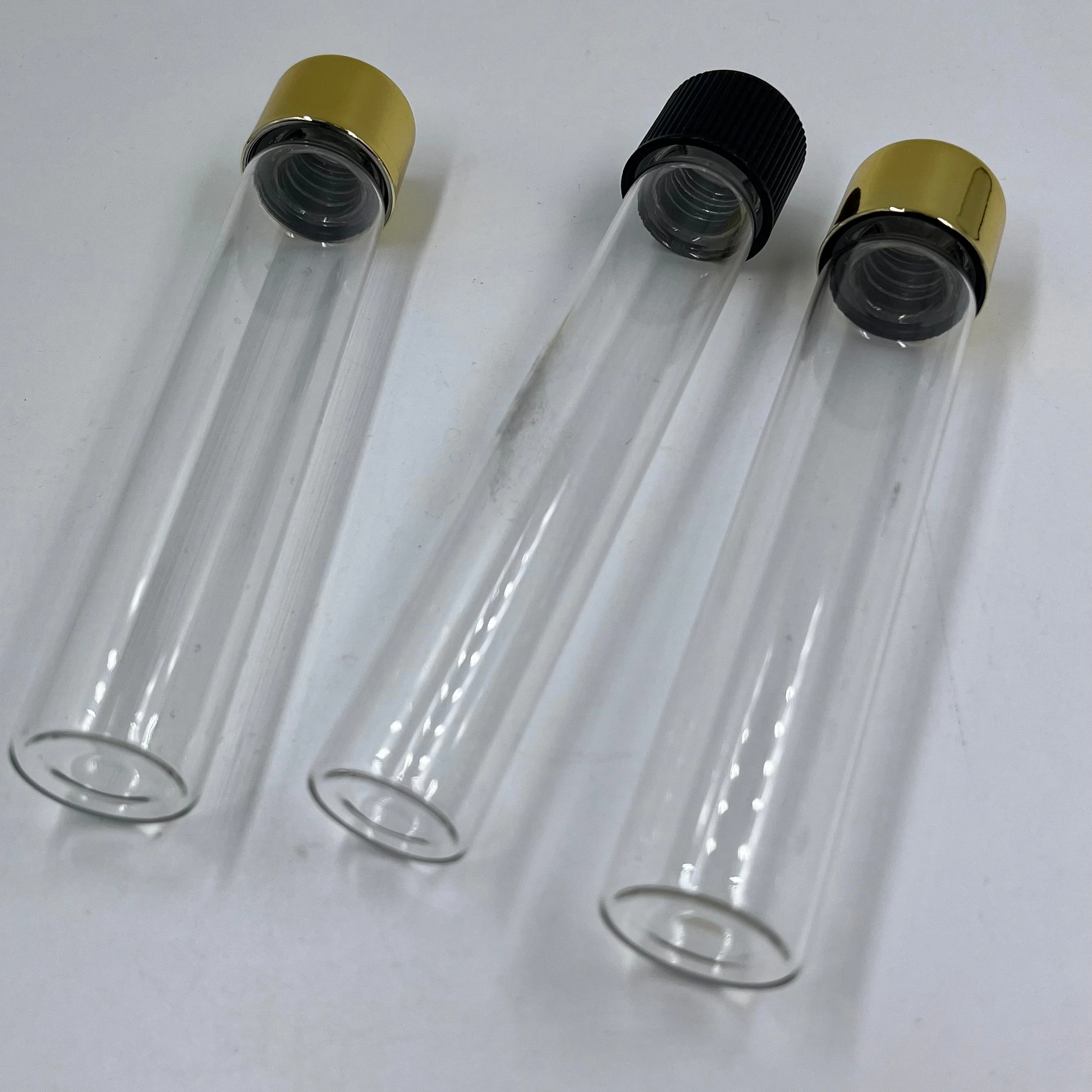 100mm 115mm 120mm Child Resistant Glass Vial Glass Roll Tube With Childproof Cap For Roll Packaging