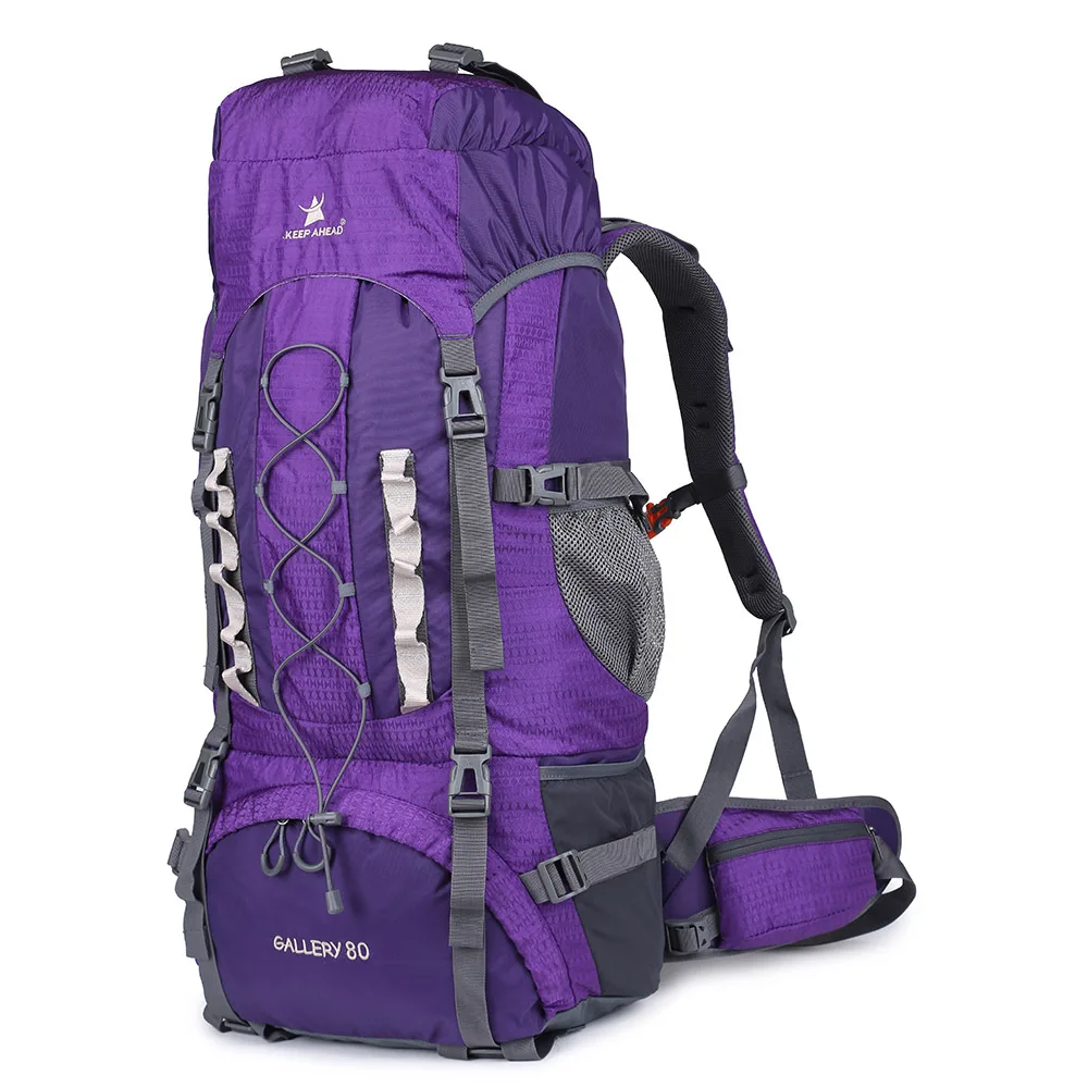 
Amazon Hot Selling Waterproof Durable 80L Multifunctional Pocket Large Capacity Hiking Camping Bags Backpack 