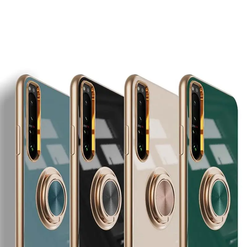 Soft Cover Electroplating TPU 360 Ring Kickstand Mobile Phone Case For Sony Xperia 5 III 5III 10 1 III 13 Pro 12 XR