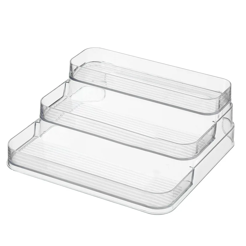 Kitchen Household Cosmetic Makeup Storage Shelf Organizer Desktop Acrylic Clear Steps 3 Layer Condiment Spice Rack