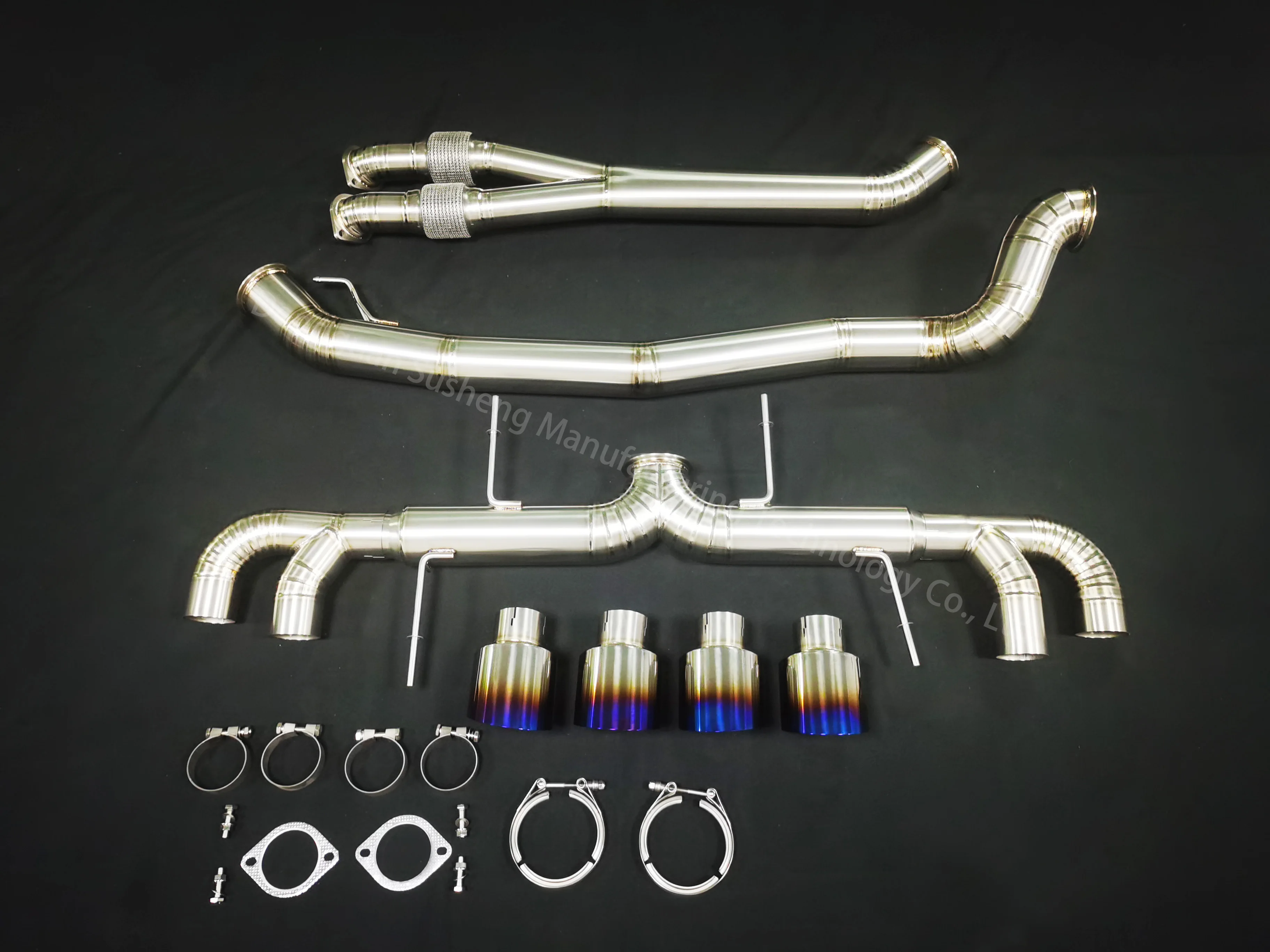 Hot sales JDM titanium exhaust systems GR1 GR5 102MM pipe diameter catback muffler for Nissan GTR35 with blue tips