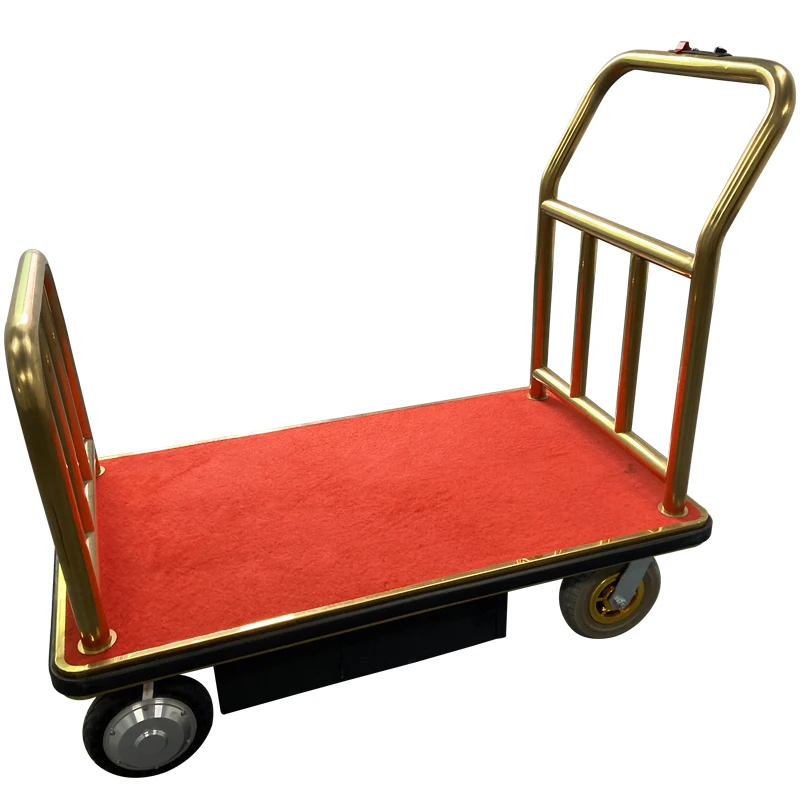 Custom 4-Wheel Powered Modern Metal Luggage Cart Durable Steel Construction for Outdoor Hotel Living Room Bathroom Hospital Use