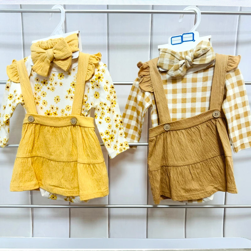 OEM New girls retro skirt 2-piece newborn clothes set Baby Girls Rompers Jumpsuit Infant Toddler girl Clothes
