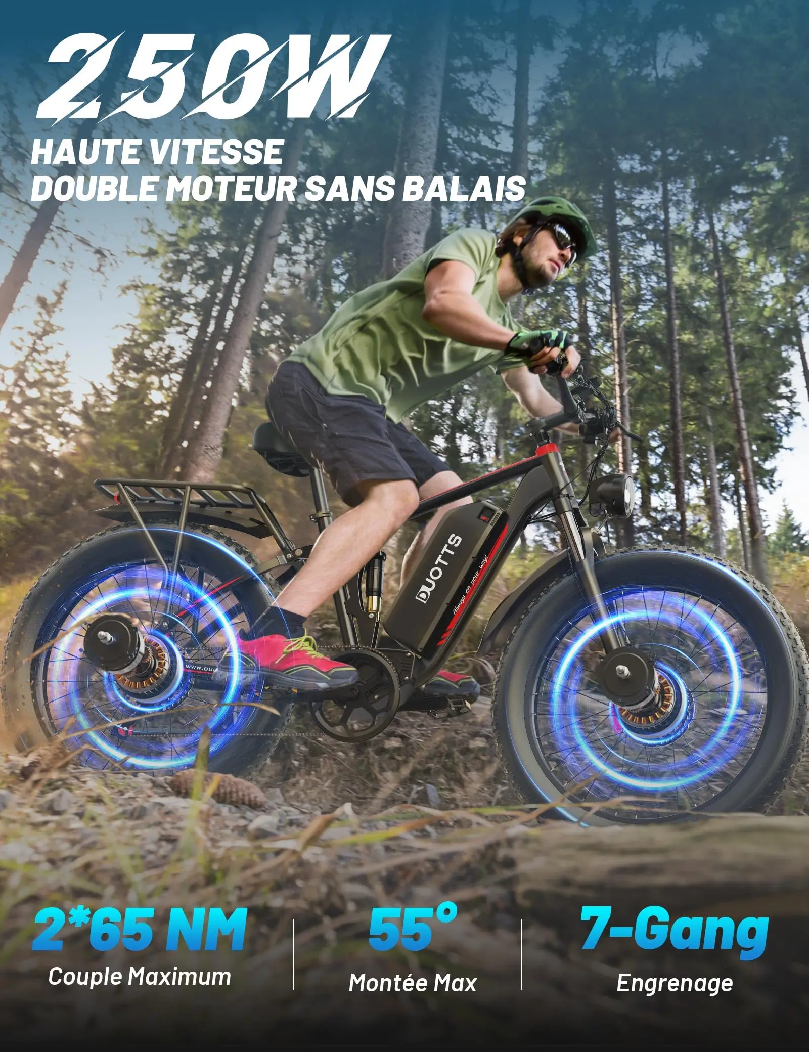 Mountain Electric Bicycle with Dual Shock Absorber and 20AH Large Battery