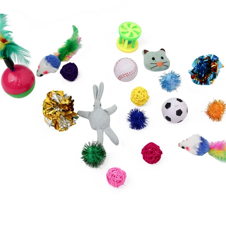 
Amazon cat toy combination 18-piece pet cat toys doll mouse ringing paper bell factory direct sales 