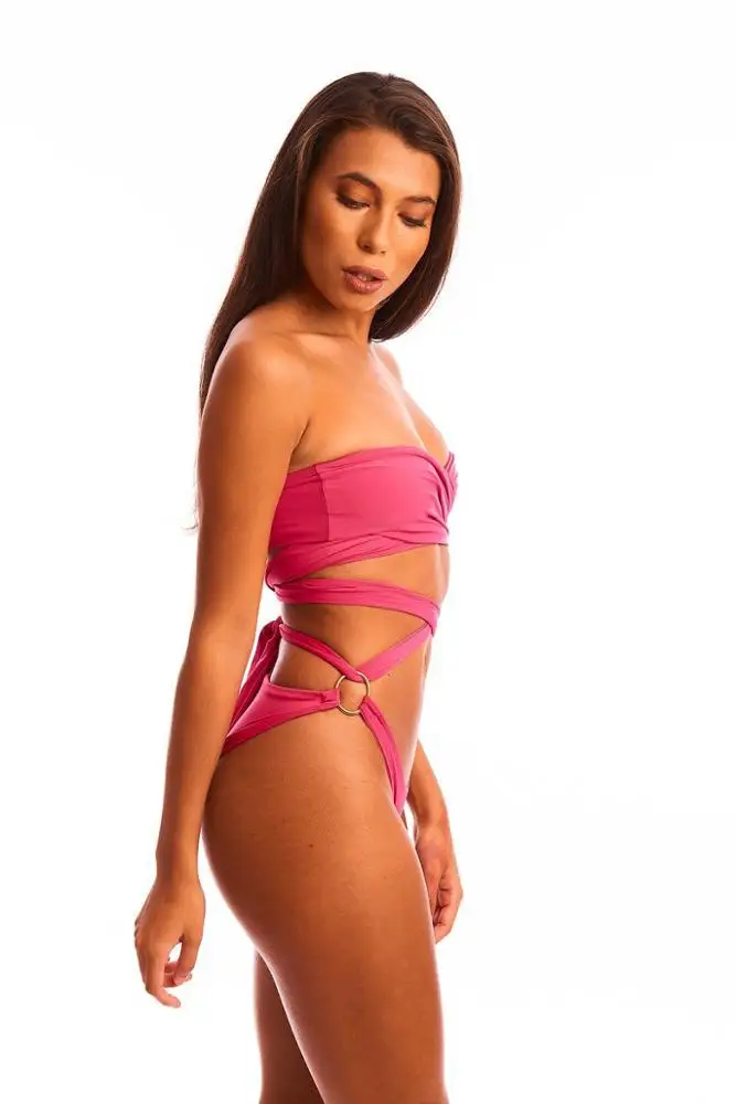Ladies Swimwear One Piece Bikini Set Metallic Sexy String Swimsuit