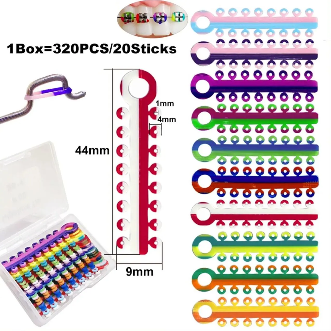 2024 New Two Colors Orthodontic Dental Elastic Ligature Tie Bicolor Orthodontic Ultra Power chain