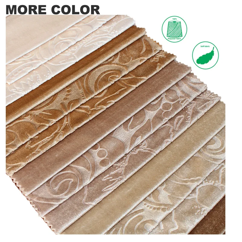 Manufacturer wholesale good price woven plain dyed  embossed design for 100 polyester fabric sofa velvet fabric
