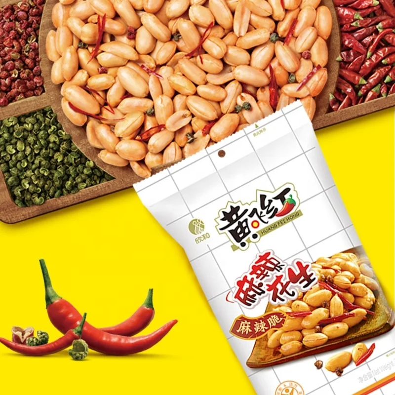 Оптовая продажа ароматизированный арахис острый китайские закуски Перекус Чили соленый