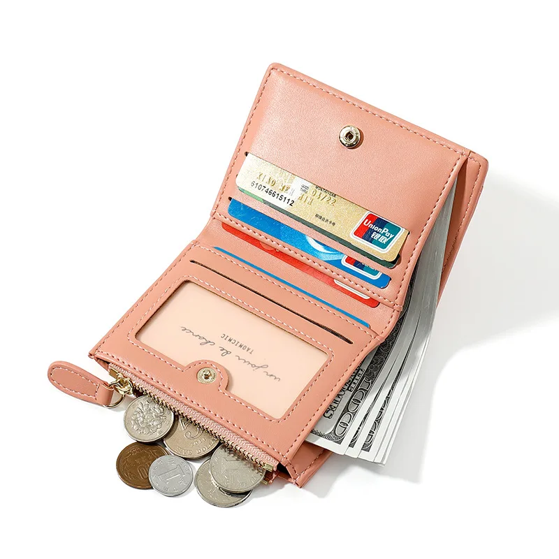 Small Wallet Women Pu Leather Female Zipper Coin Pocket Purse Short Money Change Mini Lady Wallet Low Price