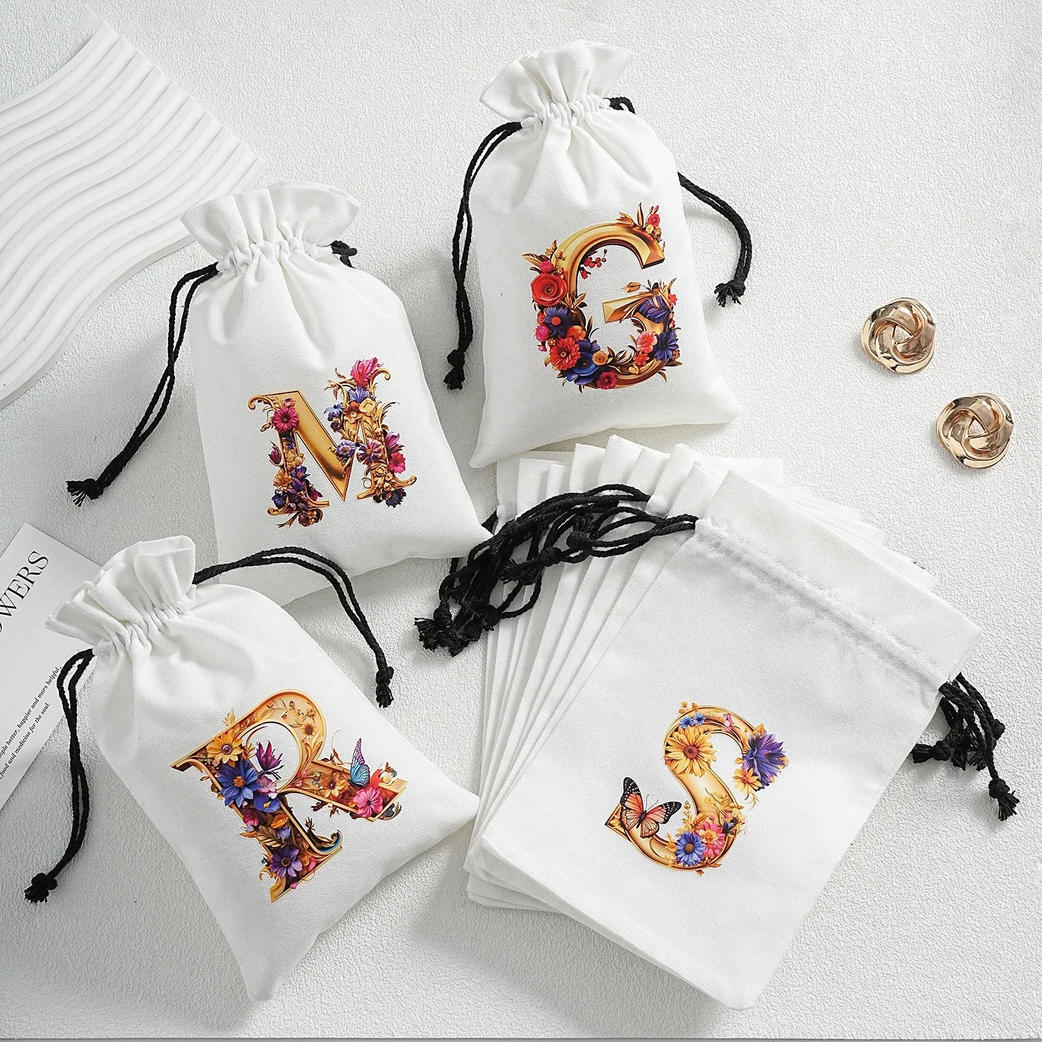 Хлопчатобумажная сумка для хранения сережек