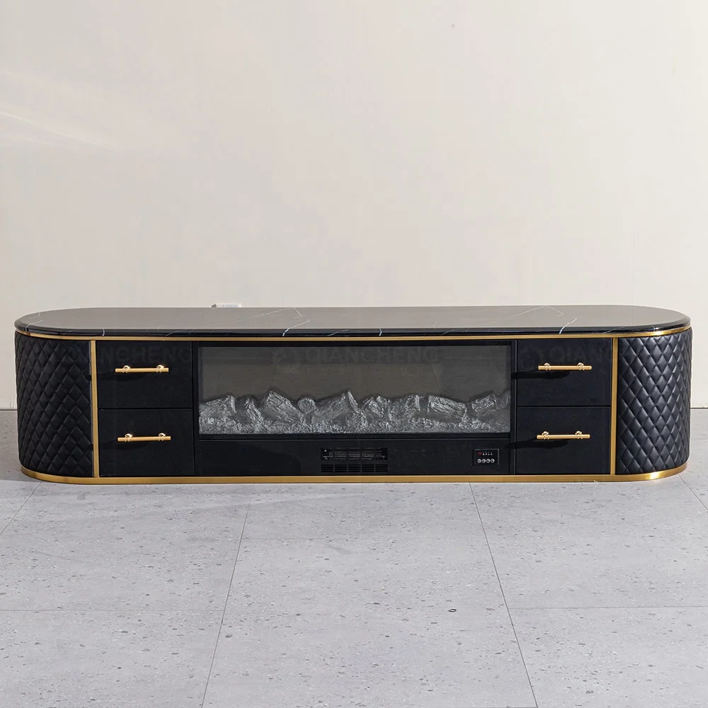 luxury design tv stand set leather and marble top modern white and gold marble table tv stand set