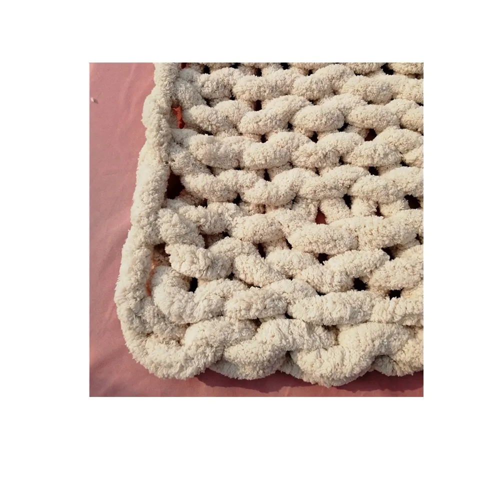 polyester thick chunky micro chenille  0.1s 2-2.5cm  jumbo yarn hand knitting hat rug plaid throw blanket