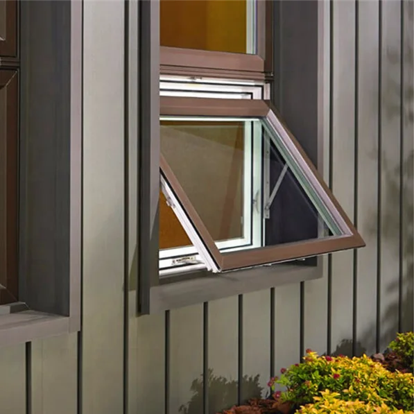 Modern Commercial Building Special Purpose Temper Glass Simple Design Aluminum Awning Windows