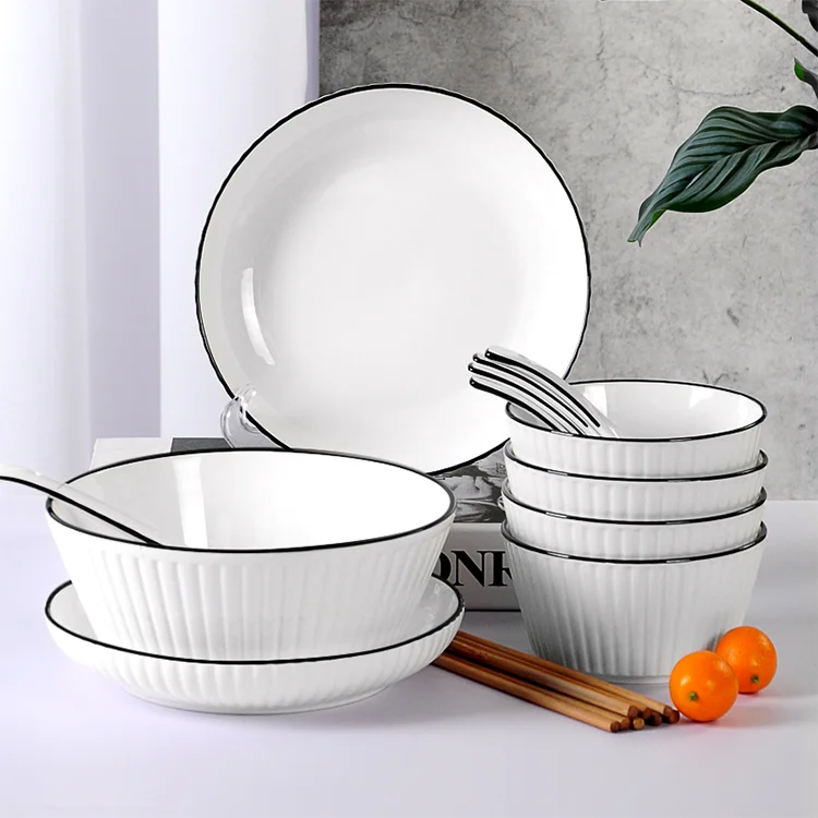 Nordic Ceramic Tableware Western Dinner Plate Strengthened Porcelain Unbreakable Tableware Sets luxury Ceramic Fruit Plate