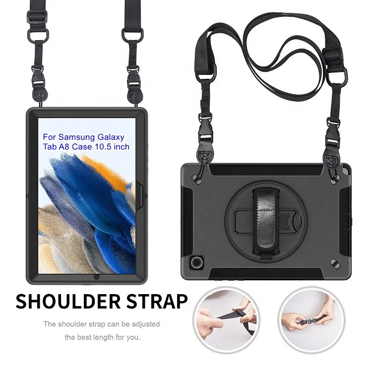 Heavy Duty  Protection Soft TPU Tablet Case Cover for Samsung Galaxy Tab A8 Case 10.5 inch SM- X200 X205 with Hand Strap