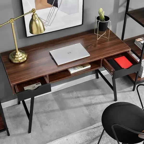 Cheap Odm/oem study table with two storage drawers simple modern wooden computer desk