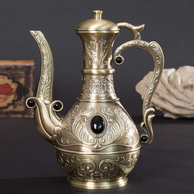 Wine set metal suit ancient white wine glass court retro Russian hip flask gift box wine splitter