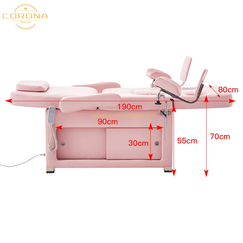 Clinic Hospital Gynecology Chair Exam Bed 2 Motors Electric Massage Treatment Table With Cabinet