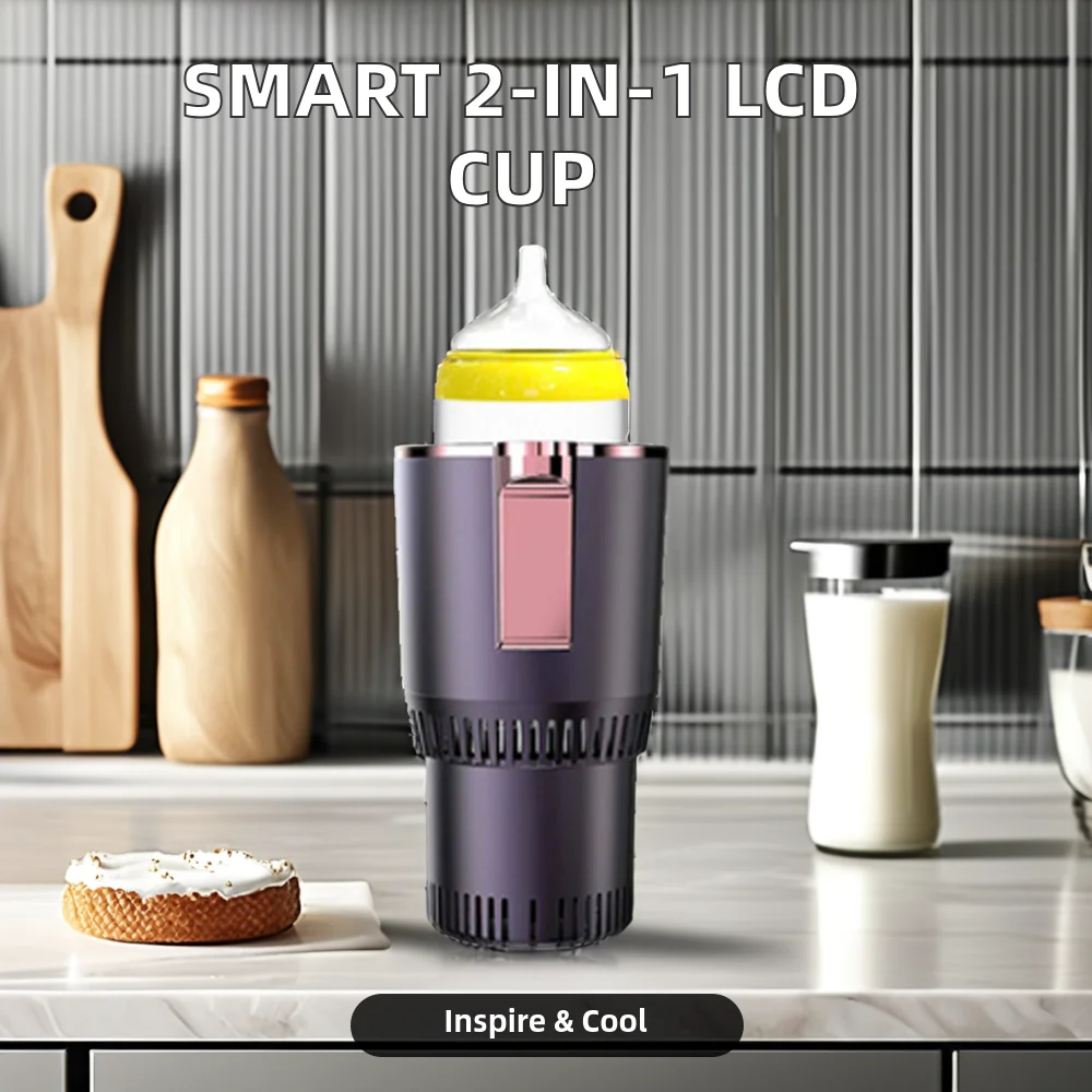 Smart Control 2-in-1 Vehicle Refrigerator Cup Portable Mini Auto Car Cup for Fast Cooling & Heating with LCD Screen Kitchen Use