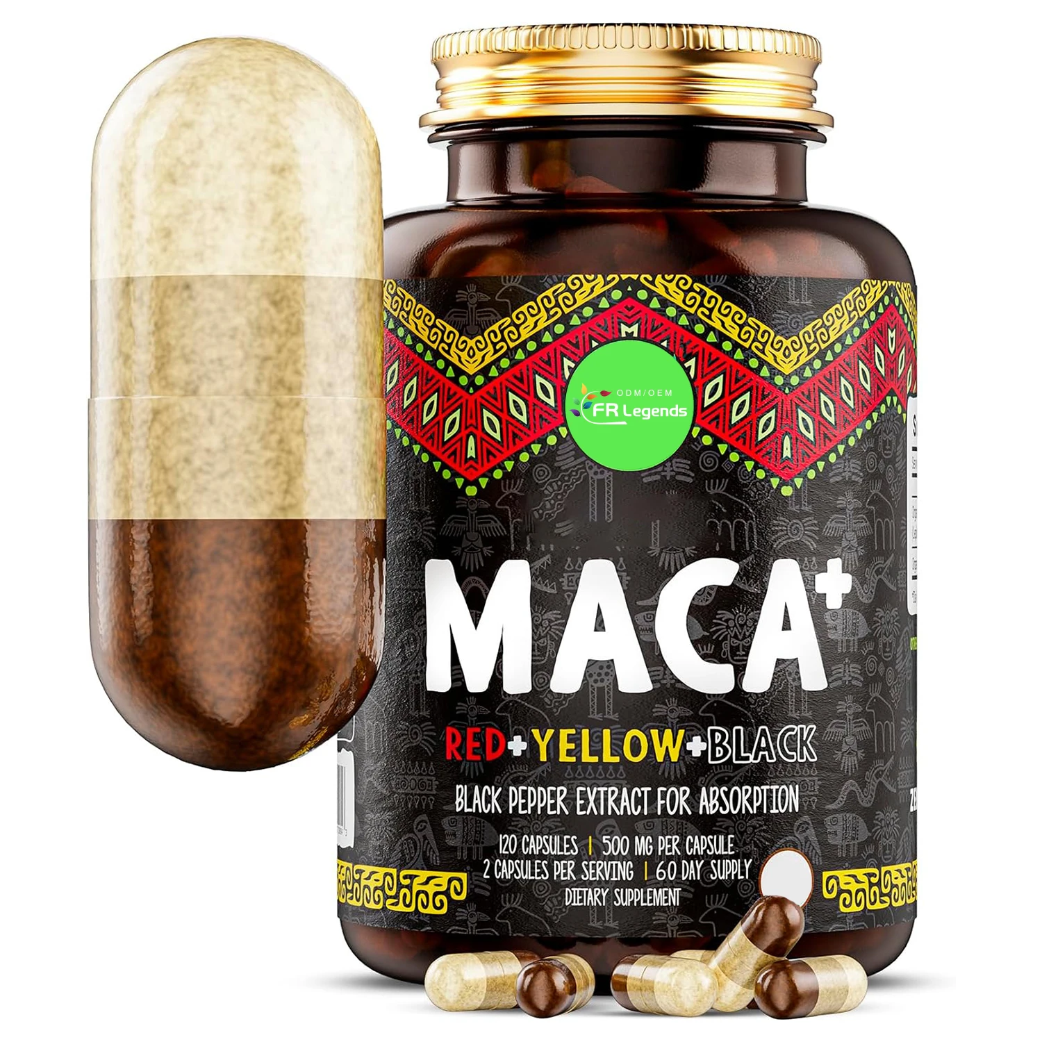 OEM Private Label Hip Lifting Herbal Supplements for men Sexmax Energy Booster Maca Root Capsules