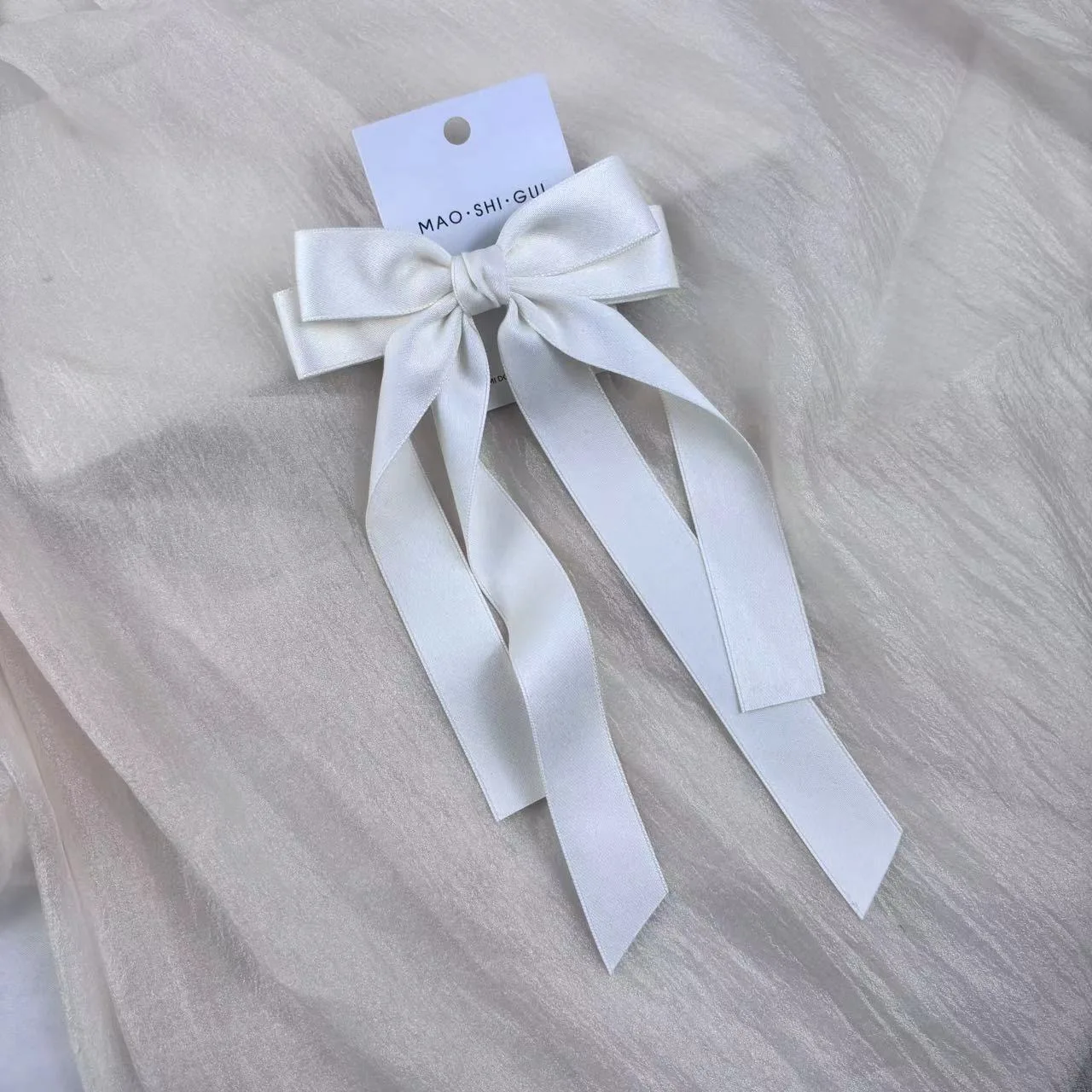 Good quality korean sweet style Hair Accessories Large Satin Hair Ribbon Bows with Long Tail Hair Barrettes