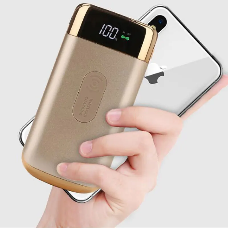 Wholesale 10000mah mobile battery powerbank wireless charger fast charge customize logo Metal power bank for mobile phone