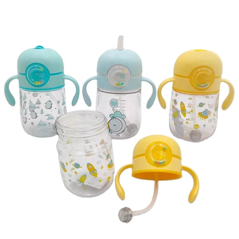 
Tritan Baby Water Bottle With Custom Logo Straw Training Cups Handle BPA Free Eco Drinking Milk Feeding Bottles for Toddlers 