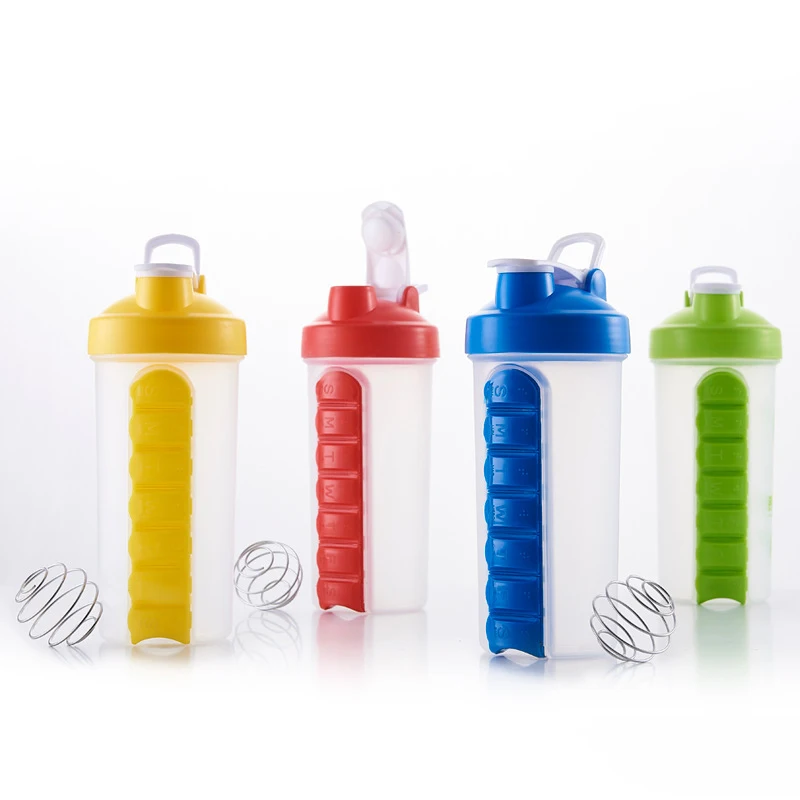Factory Hot Sale 700ML Sports Combine Daily Pill Box Organizer Shaker Bottles BPA free Plastic Water Bottle