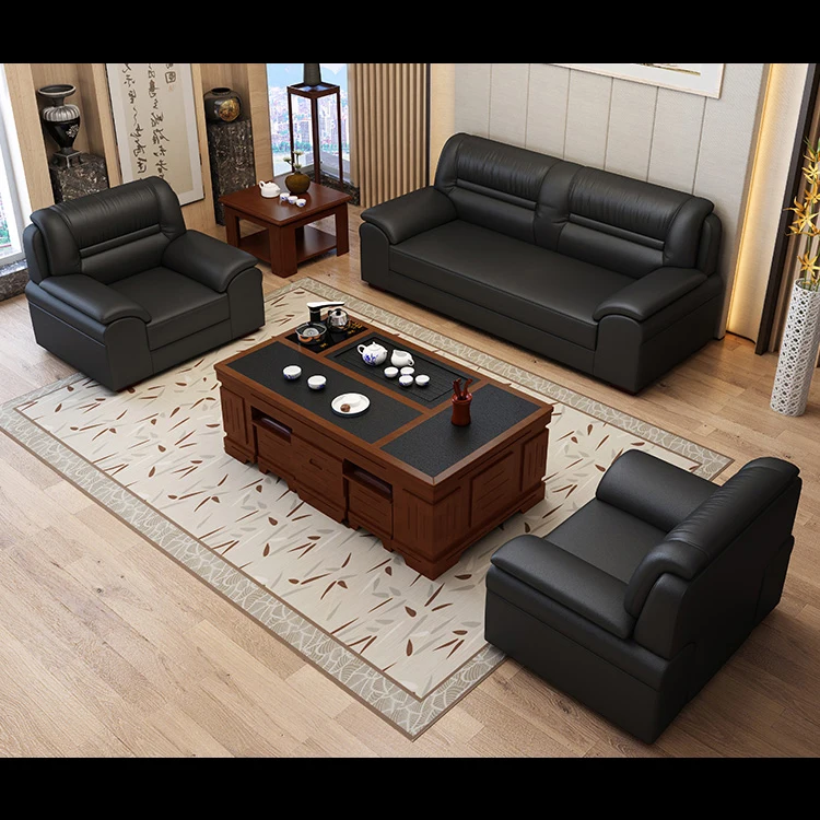 BOSS Office Sofa Sets Luxury Modern Furniture Lounge Luxury Wooden Leather Sofa For Business Reception