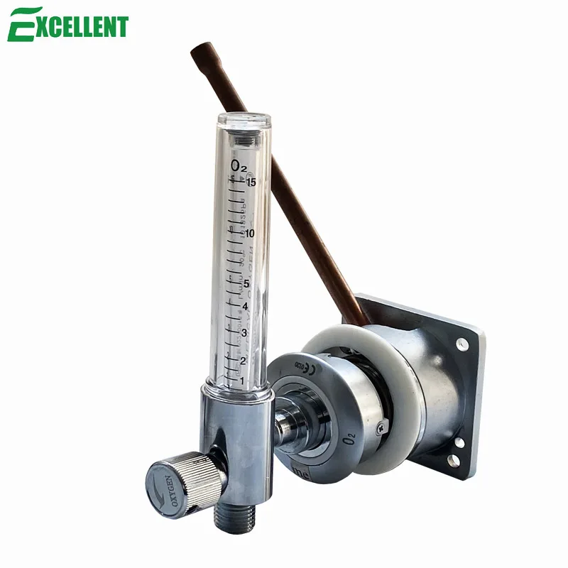 Double oxygen flowmeter for oxygen wall outlets, British standard, 0-15LPM, oxygen therapy products