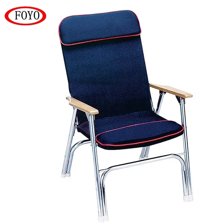 Foyo Anodized Aluminum Light Padded Outdoor Canvas Folding Marine Deck Chair for Boat