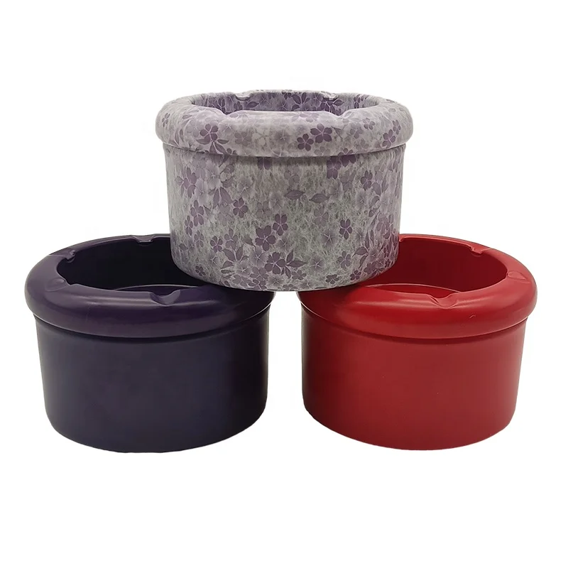 Customized outdoor metal cigar ashtray round portable fly-ash proof car ashtray with flower patterns