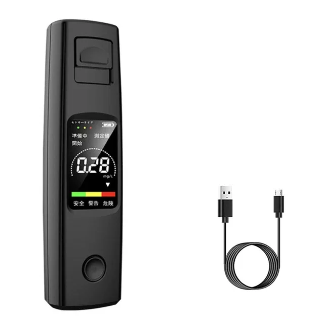 Portable Alcohol Tester High Sensitivity Breathalyzer HD Display Non-Contact Type-C Charging 200mAh Battery