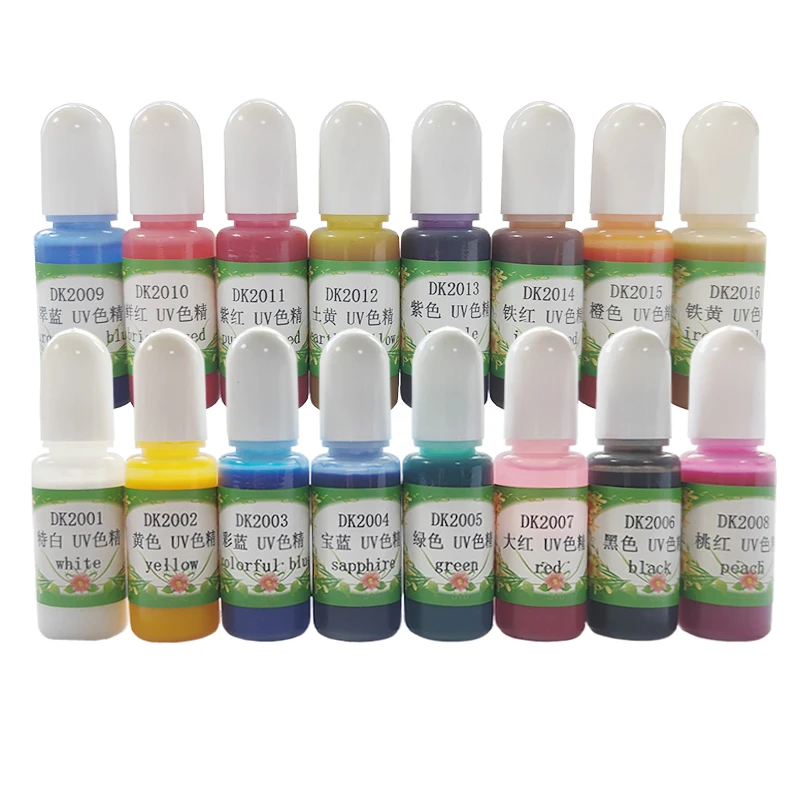 16 Colors Transparent UV Resin Dye 10ml Highly Concentrated Liquid UV Resin Ink Pigment for Resin Jewelry Making DIY Craft