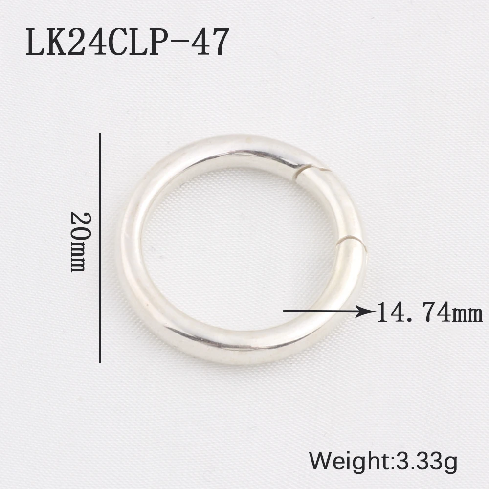 Raw Silver S925 Sterling Silver O Ring Spring Snap Clasps Openable Round Carabiner Clips Trigger Hook Chain Buckles Connectors