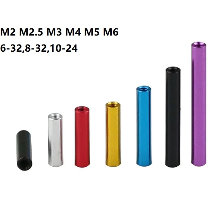 M2 M2.5 M3 M4 M5  Standoff Anodized Female Threaded and Unthreaded Black Aluminum Spacer