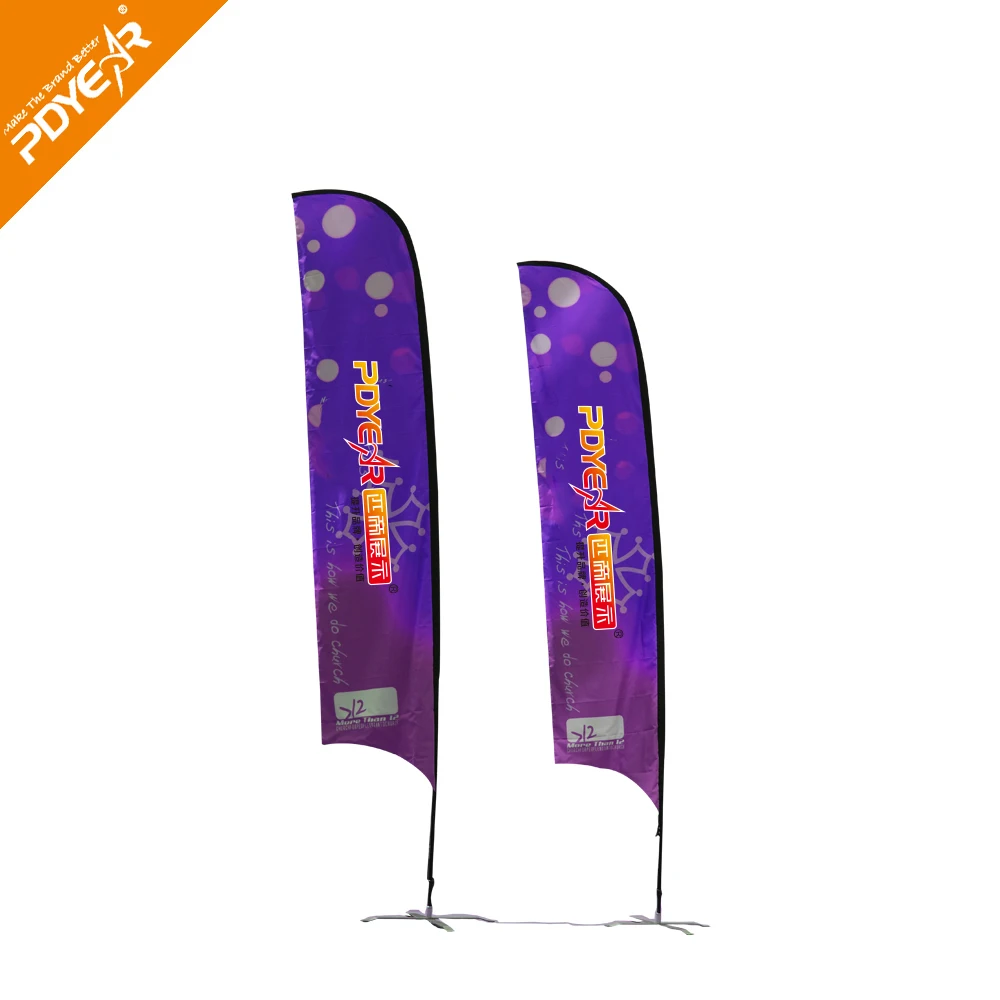 2025 New advertising Outdoor Custom Design Flying Banner Fiberglass Pole Feather Teardrop Beach Blade Knife Flags