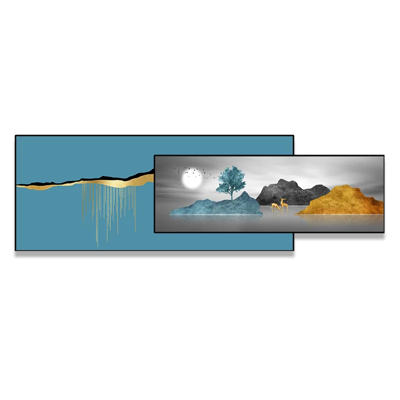 Gold leaf landscape painting hand-painted canvas bedroom furniture decorative painting