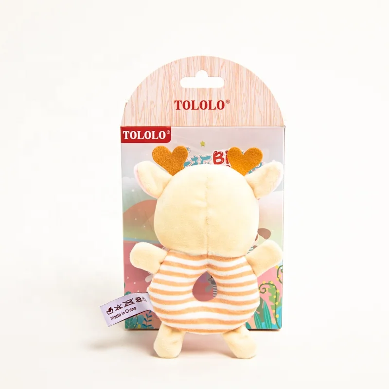 Baby Soft Toy Rattle Cow Teether Embroidered Soft Plush Ring Rattle Toy for Over 0 Months