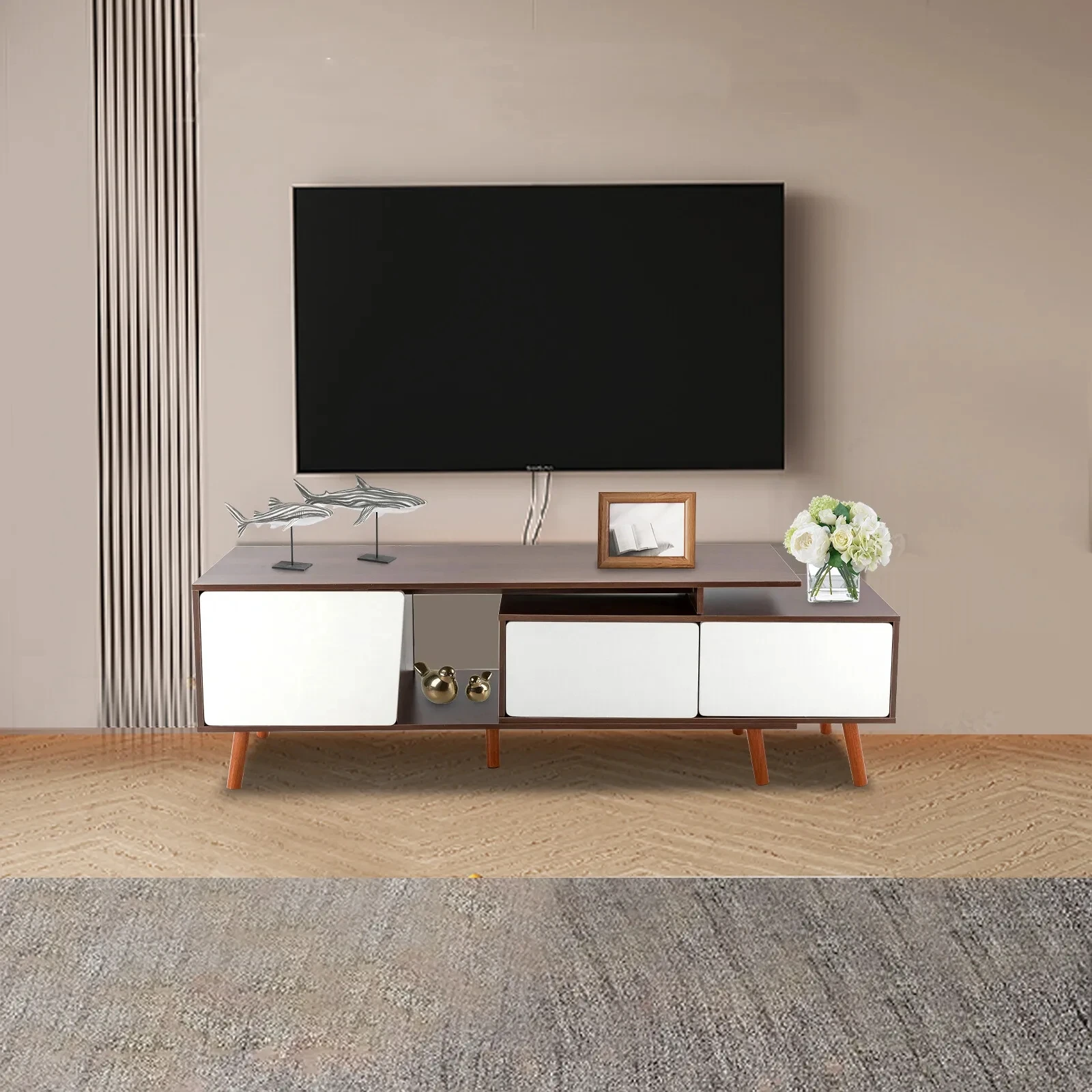 Modern TV Cabinet Stand Entertainment Unit Rack Expandable Storage Holder Shelf