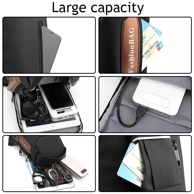 Factory Fashionable Waterproof Chest  Bag with USB Anti Theft Cross body Bag Motorcycle Bag for Unisex