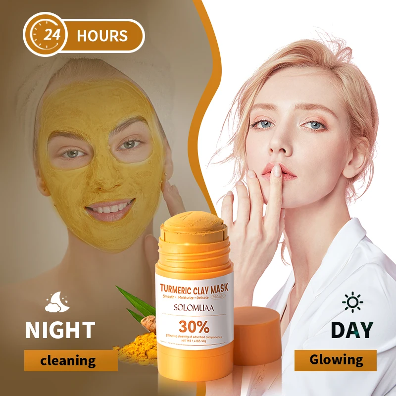 Vitamin C Face Mask Clay Stick and Turmeric for Dark Spots Dull Skin Skincare Facial Mask for Controlling Oil and Refining Pores