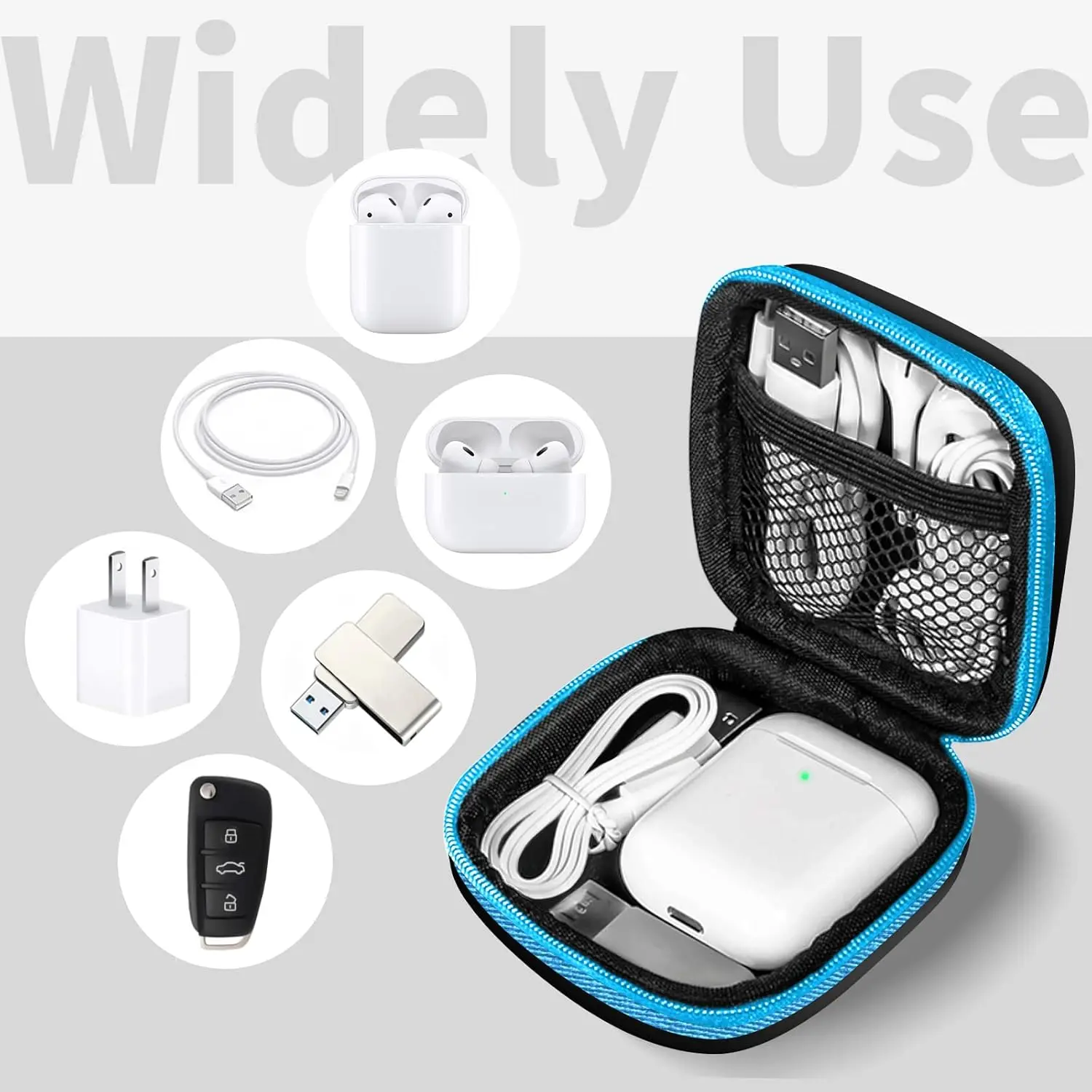 Mini 5-Pack Carrying Case Earphones Earbuds SD Cards USB Cable Zipper Closure,PU EVA Storage Bags Smartphone Wireless Headset