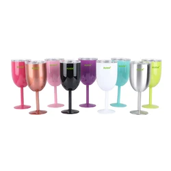Wholesale Double Wall Stainless Steel Wine Glasses with Lid , Champagne Wine Glasses