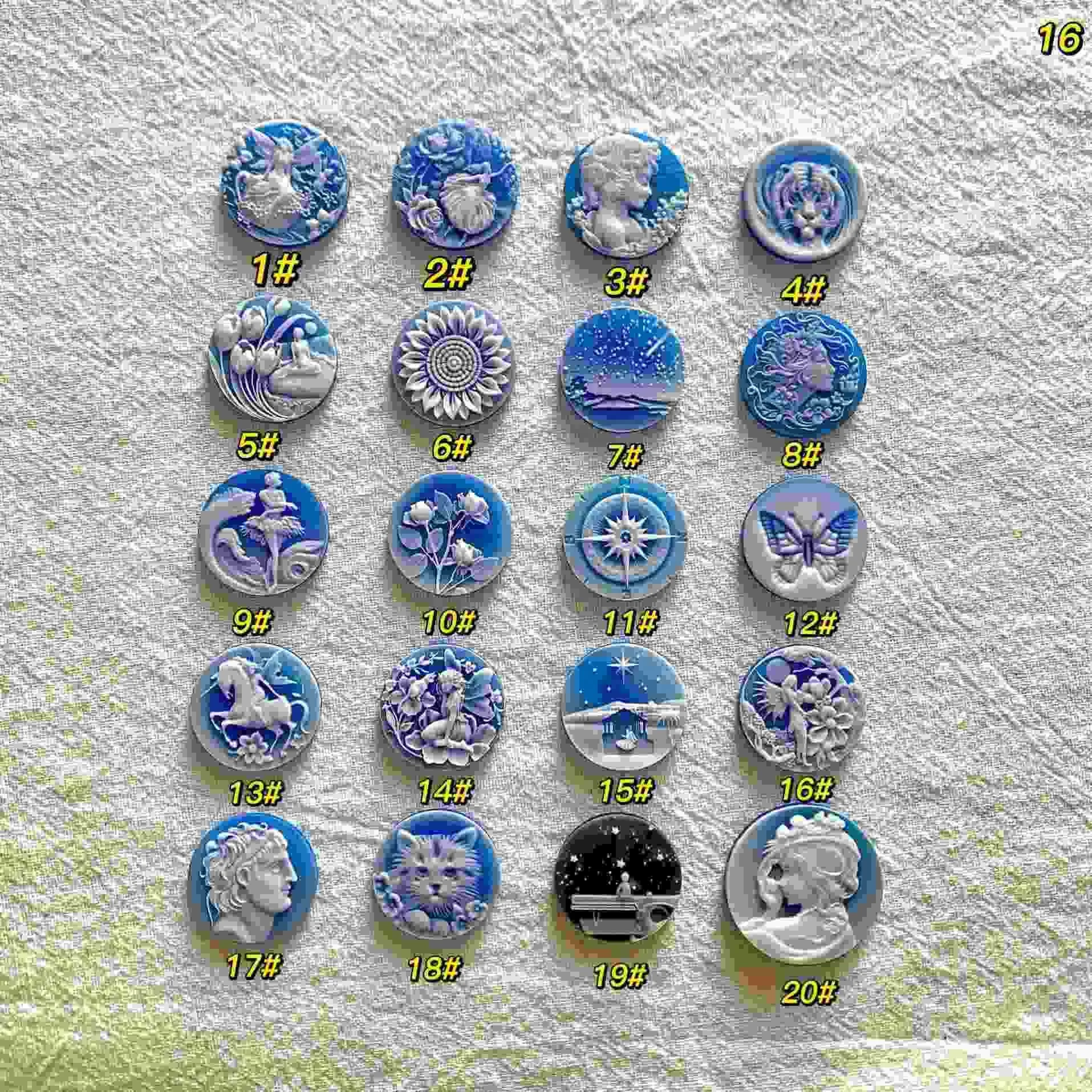 Vintage Victorian Portrait Cabochon Gemstone Commemorate Pendant Rings Fine Jewelry Making Natural Stone Blue Agate Cameo