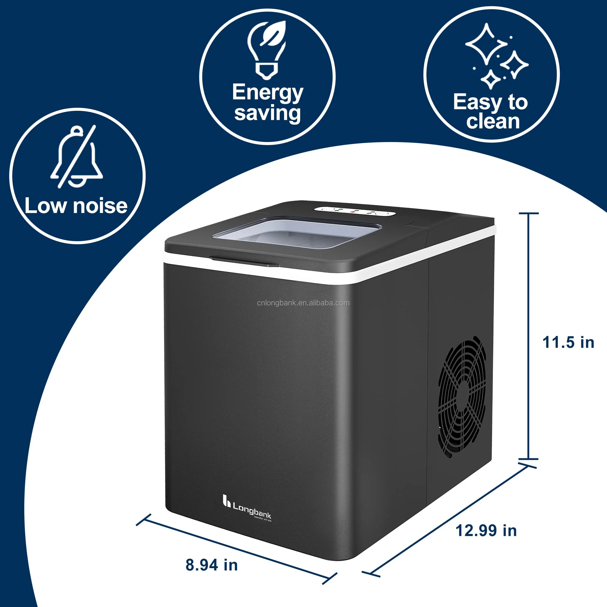 Ice Maker Machine Countertop Portable Ice Maker with 26lbs/24Hrs Self Cleaning Transparent Window