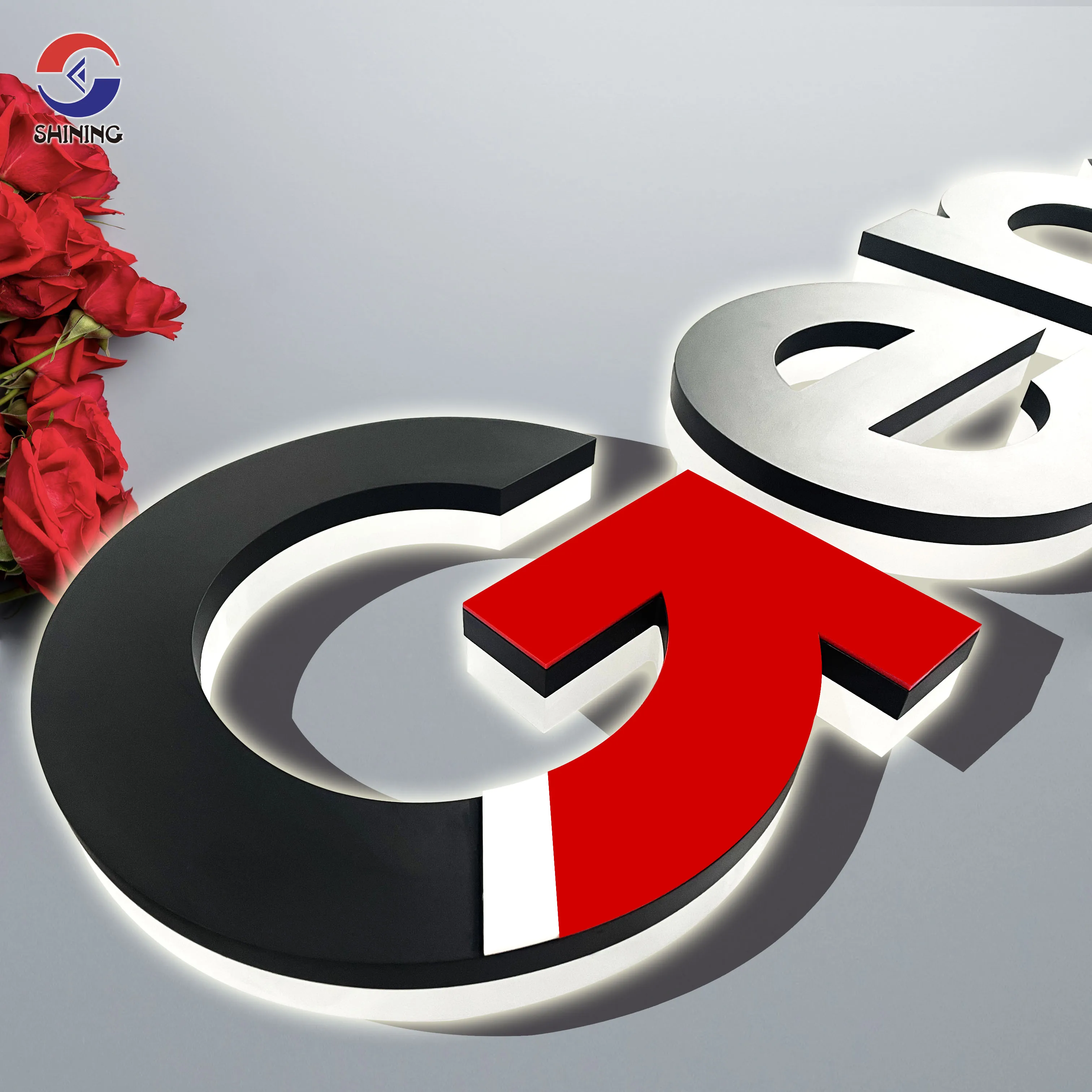 2022 New Arrival Rose Gold Channel Letter Sign LED Soild Acrylic Back Lit Sign for Business Signs logo Outdoor